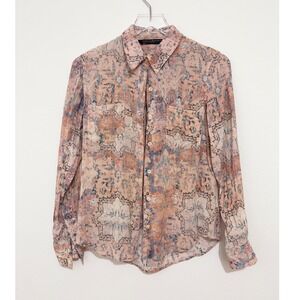 Peruvian Connection | Coral Blue Model Button Front Blouse